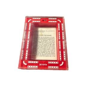 1960s Stancraft Products Travel Cribbage Board w with Instruction Booklet Red